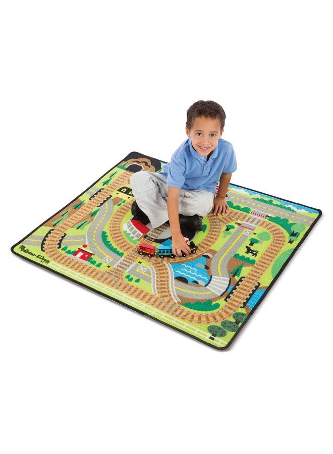 Round The Rails Train Activity Play Rug 3 Wooden Train Cars (39