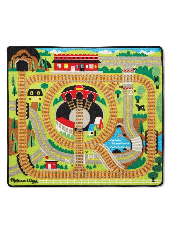 Round The Rails Train Activity Play Rug 3 Wooden Train Cars (39