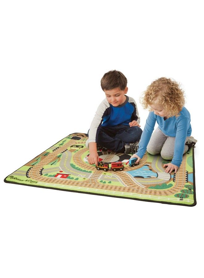 Round The Rails Train Activity Play Rug 3 Wooden Train Cars (39