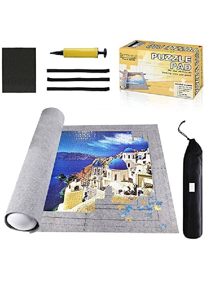 Jigsaw Puzzle Mat Roll Up - 2000 Pieces, 1500, 1000 Pieces Saver Large Puzzles Board For Adults Kids, Storage And Transport Premium Pump Glue Felt Mat Inflatable Tube Holder Organizer Pad Keeper
