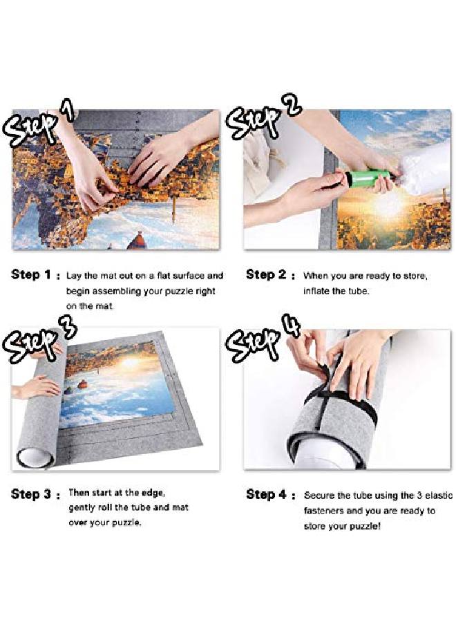 Jigsaw Puzzle Mat Roll Up - 2000 Pieces, 1500, 1000 Pieces Saver Large Puzzles Board For Adults Kids, Storage And Transport Premium Pump Glue Felt Mat Inflatable Tube Holder Organizer Pad Keeper