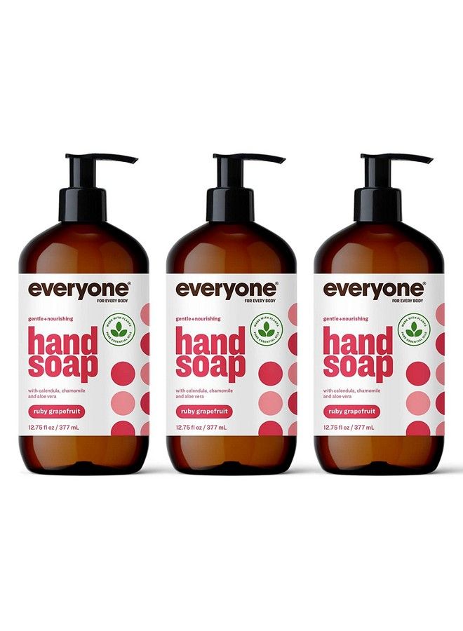 Liquid Hand Soap 12.75 Ounce (Pack Of 3) Ruby Grapefruit Plantbased Cleanser With Pure Essential Oils