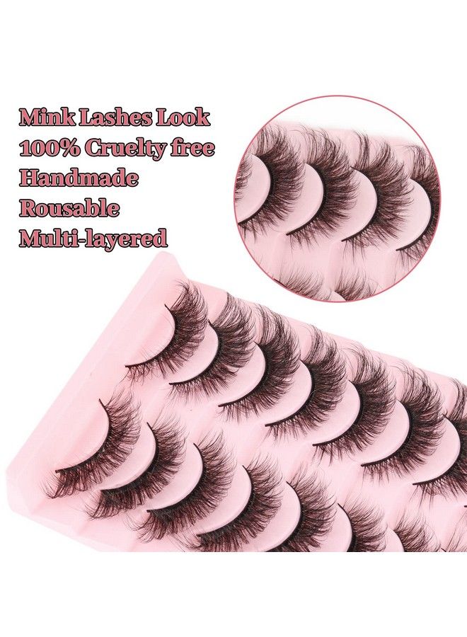 Lashes False Eyelashes 10 Pairs 20Mm Cat Eye Lashes Fluffy Wispy D Curl Volume Pestañas Postizas Bulk Strip Natural Look Lashes Sets Pack Faux Mink Eyelashes