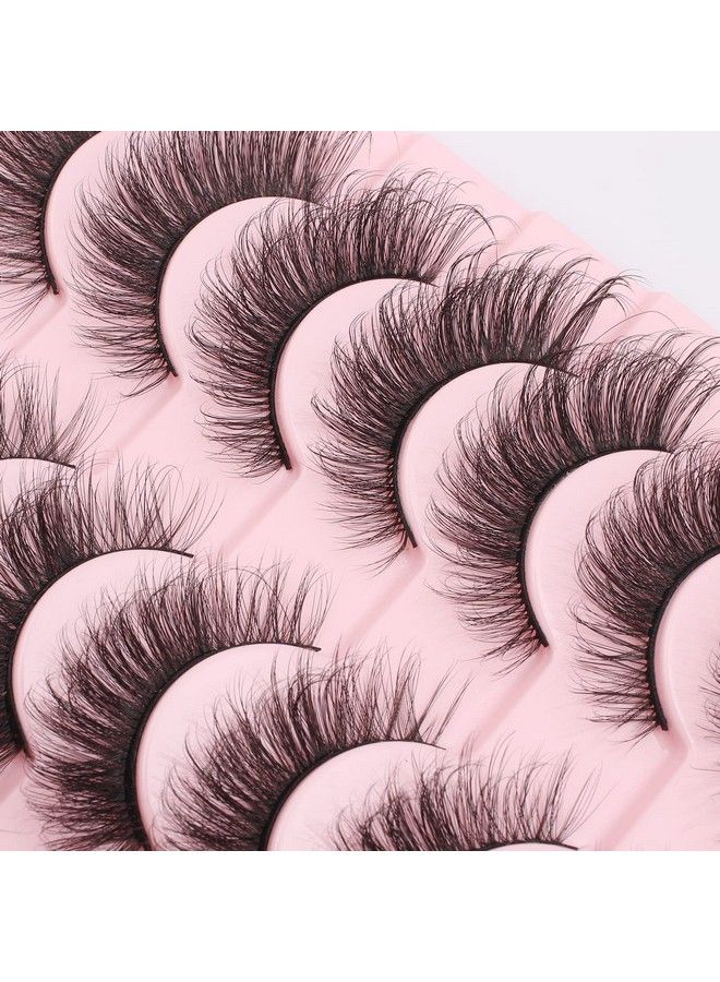 Lashes False Eyelashes 10 Pairs 20Mm Cat Eye Lashes Fluffy Wispy D Curl Volume Pestañas Postizas Bulk Strip Natural Look Lashes Sets Pack Faux Mink Eyelashes