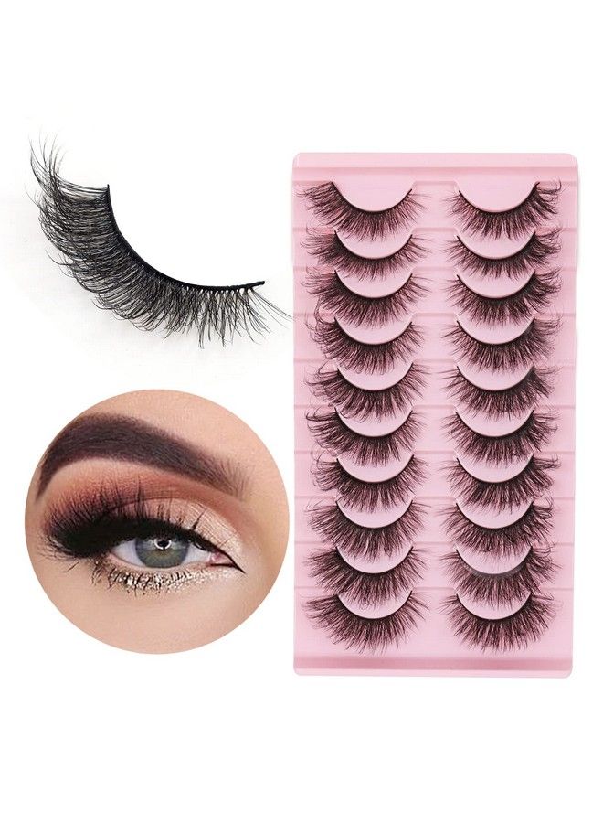 Lashes False Eyelashes 10 Pairs 20Mm Cat Eye Lashes Fluffy Wispy D Curl Volume Pestañas Postizas Bulk Strip Natural Look Lashes Sets Pack Faux Mink Eyelashes