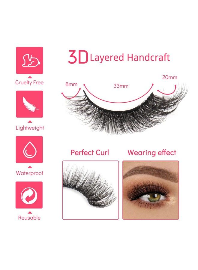 Lashes False Eyelashes 10 Pairs 20Mm Cat Eye Lashes Fluffy Wispy D Curl Volume Pestañas Postizas Bulk Strip Natural Look Lashes Sets Pack Faux Mink Eyelashes