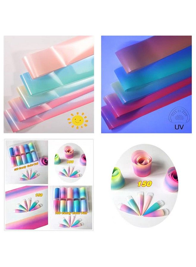 10 Rolls Fluorescent Aurora Color Nail Foils Nail Art Transfer Stickers Kit Colorful Neon Nail Foil Stickers Gradient Iridescent Transfer Sheets Foil Nail Wraps For Nail Art Supplies