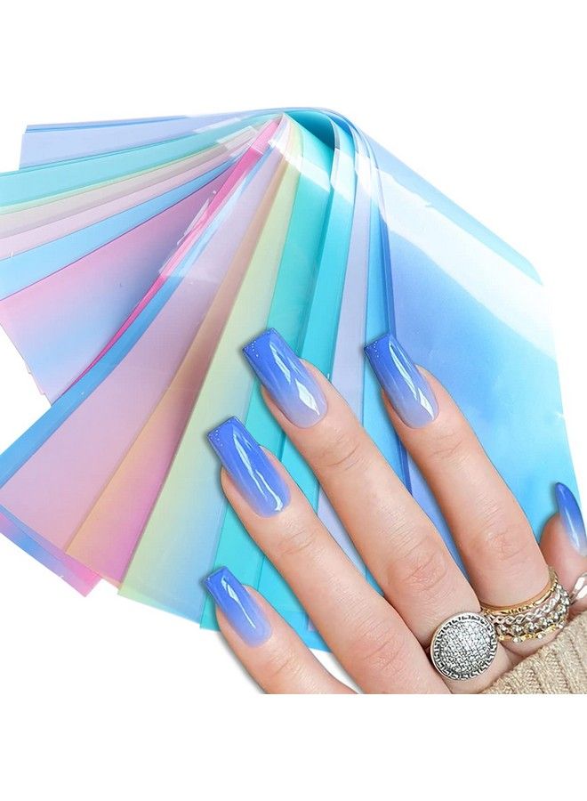 10 Rolls Fluorescent Aurora Color Nail Foils Nail Art Transfer Stickers Kit Colorful Neon Nail Foil Stickers Gradient Iridescent Transfer Sheets Foil Nail Wraps For Nail Art Supplies