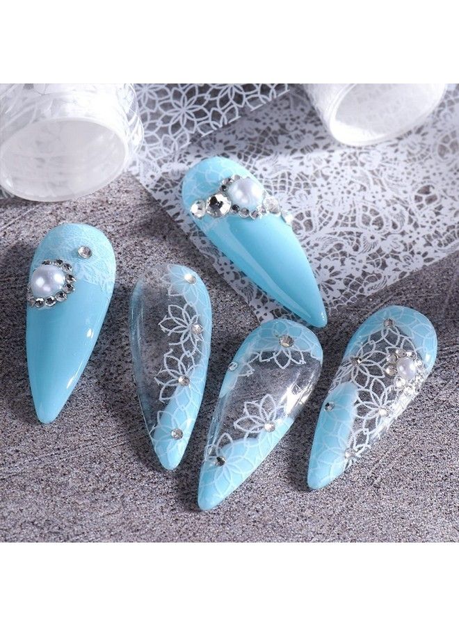 40 Sheets Lace Nail Art Foil Transfer Stickers Retro Atmosphere Black White Lace Design Nail Transfer Foils For Acrylic Manicure Tips Wraps Charms Decorations