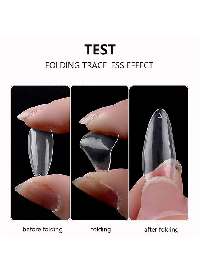 Fake Nail Tips 500Pcs Medium Almond Shaped Clear Acrylic Nails Full Cover Press On Nails For Diy Nail Art 10 Sizes