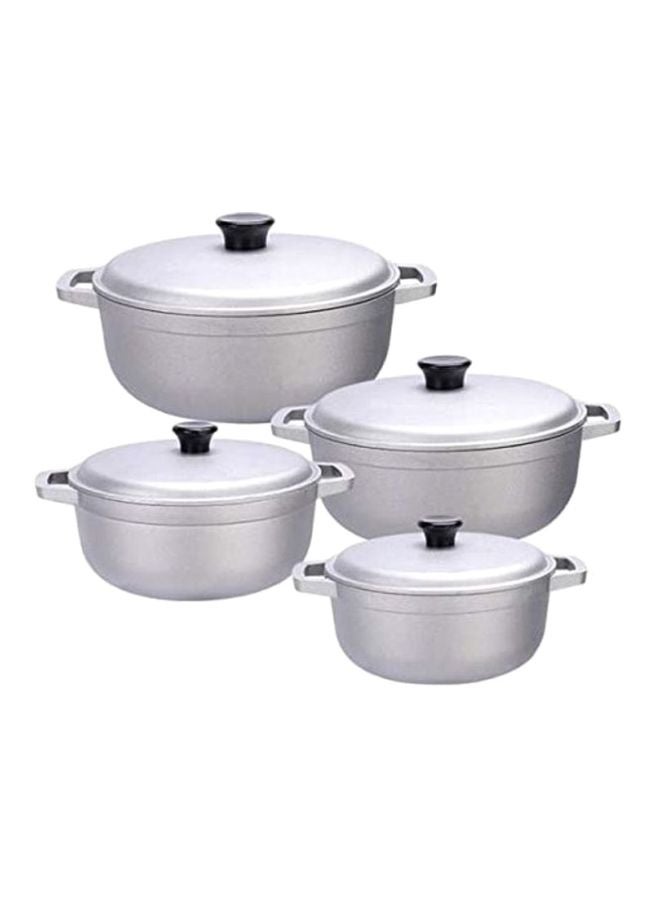 4-Piece Cooking Pots Silver 20 Cm, 22 Cm, 24 Cm, 26cm