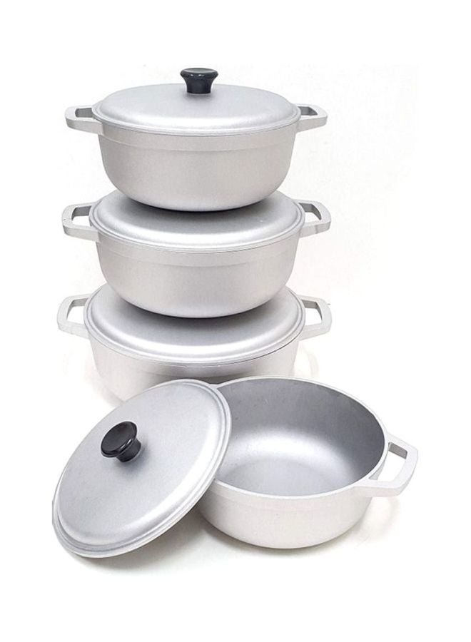4-Piece Cooking Pots Silver 20 Cm, 22 Cm, 24 Cm, 26cm