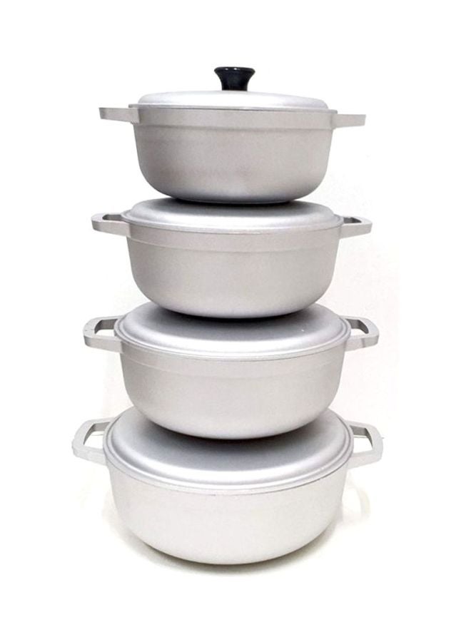 4-Piece Cooking Pots Silver 20 Cm, 22 Cm, 24 Cm, 26cm
