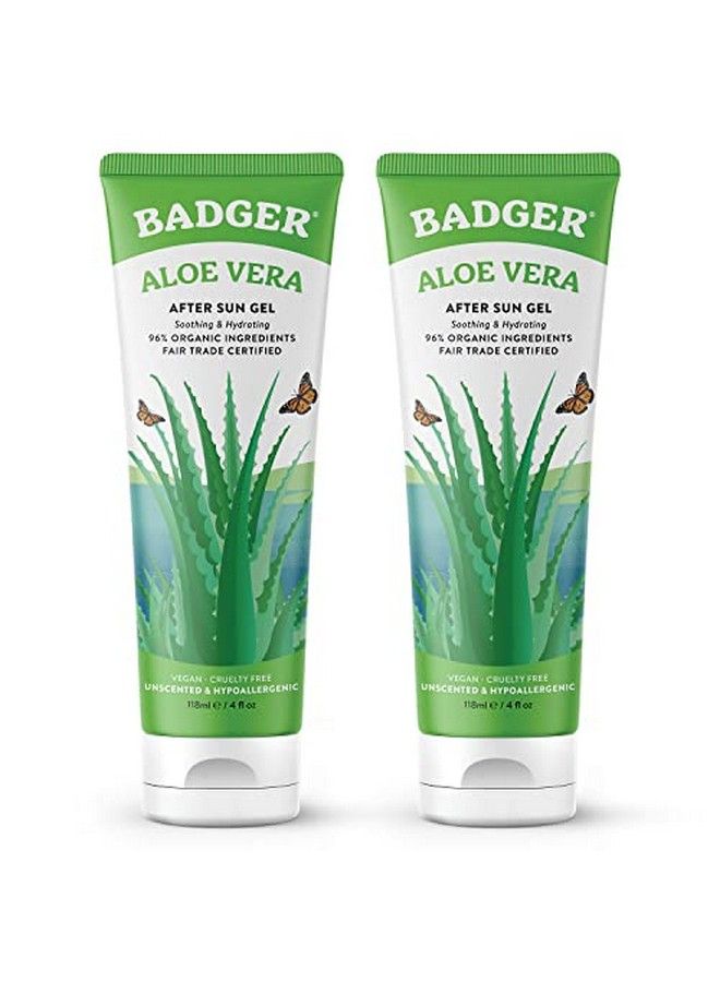 Aloe Vera After Sun Gel (2 Pack) Fair Trade And Certified Organic Aloe Vera Gel Cooling And Soothing Unscented 4 Oz