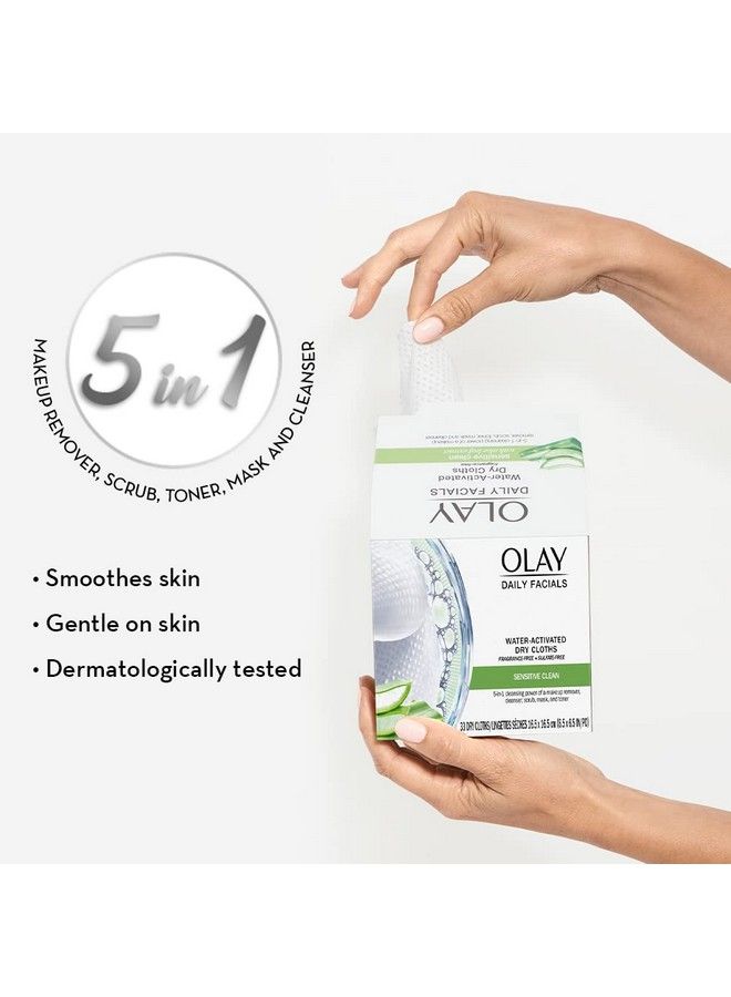 Daily Facials Gentle Clean 5In1 Water Activated Cloths With Vitamin E For Younger Looking Skin 33 Ea (Pack Of 2)