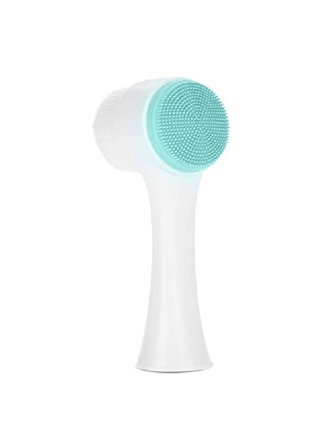 Facial Cleansing Brush Double Sided Clean & Exfoliating & Massage Soft Bristles Silicon Face Pore Cleanse Blackhead Dry Or Wet Multipurpose(Blue)
