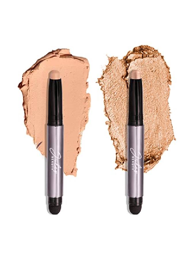 Eyeshadow 101 Crème To Powder Waterproof Eyeshadow Stick Duo; Desert & Champagne