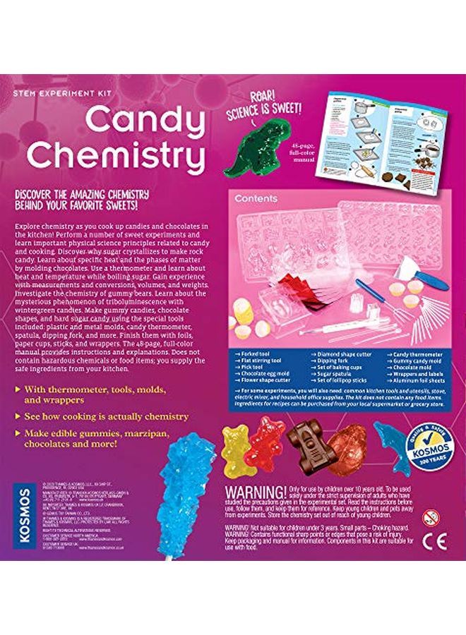 Candy Chemistry ; Science Kit ; Rock Candy Chocolates Gummy Bears Wintergreen Candies ; 48 Page Fullcolor Manual ; Ages 10+ ; Learn Chemistry Have Fun ; Cooking Science