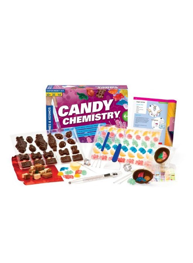 Candy Chemistry ; Science Kit ; Rock Candy Chocolates Gummy Bears Wintergreen Candies ; 48 Page Fullcolor Manual ; Ages 10+ ; Learn Chemistry Have Fun ; Cooking Science