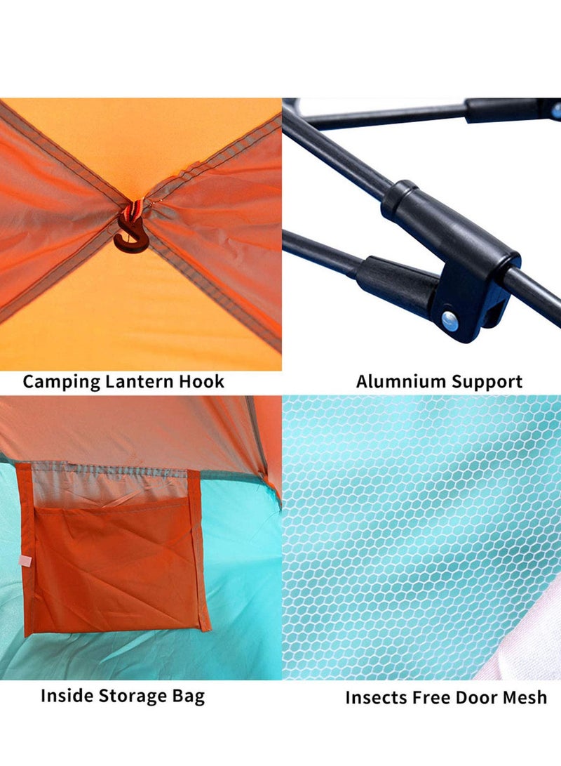 Automatic Camping Tent 3 Persons (200X150X110) cm,Instant Automatic Pop Up Dome Tent,Portable Windproof Lightweight for Family Backpacking Hunting Hiking Outdoor Beach Tent and Picnic Tent-Multicolour