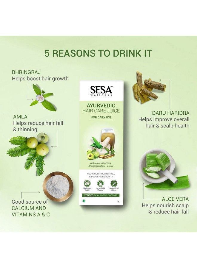 Ayurvedic Hair Care Juice For Hair Fall Control & Hair Growth With Bhringraj Aloe Vera Amla & Daru Haridra 1L