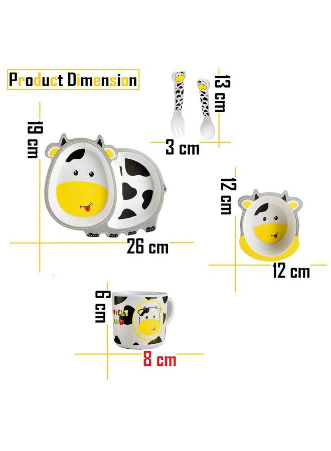 (Set Of 5 Pcs) Bamboo Fiber Ecofriendly Kids Feeding Setbee