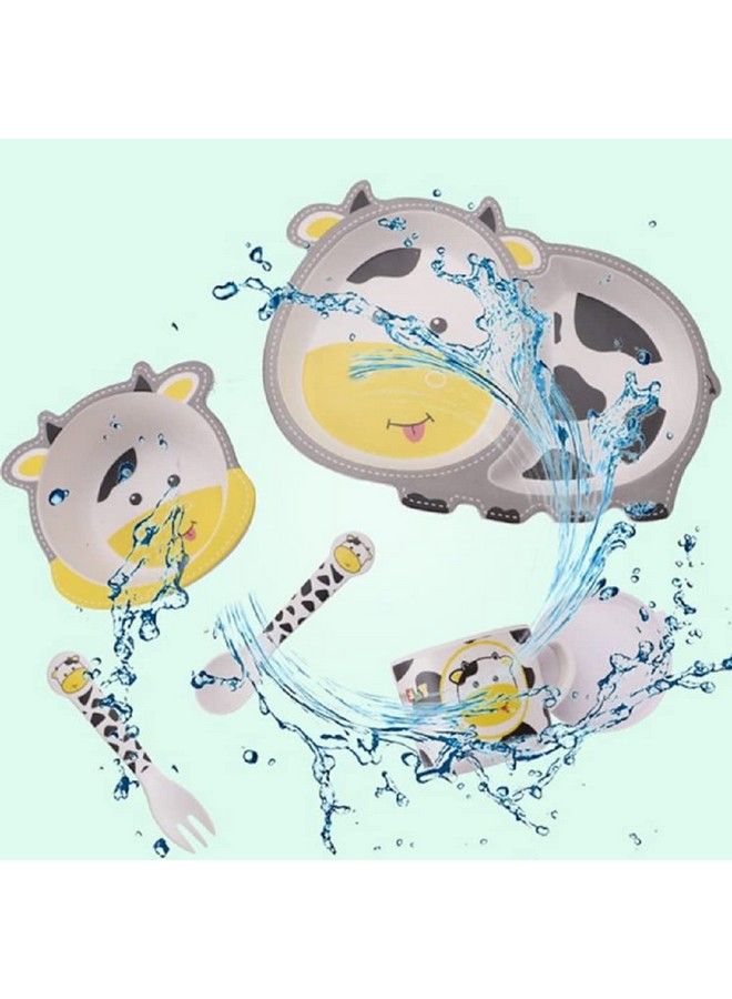 (Set Of 5 Pcs) Bamboo Fiber Ecofriendly Kids Feeding Setbee