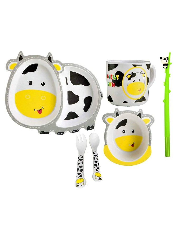 (Set Of 5 Pcs) Bamboo Fiber Ecofriendly Kids Feeding Setbee