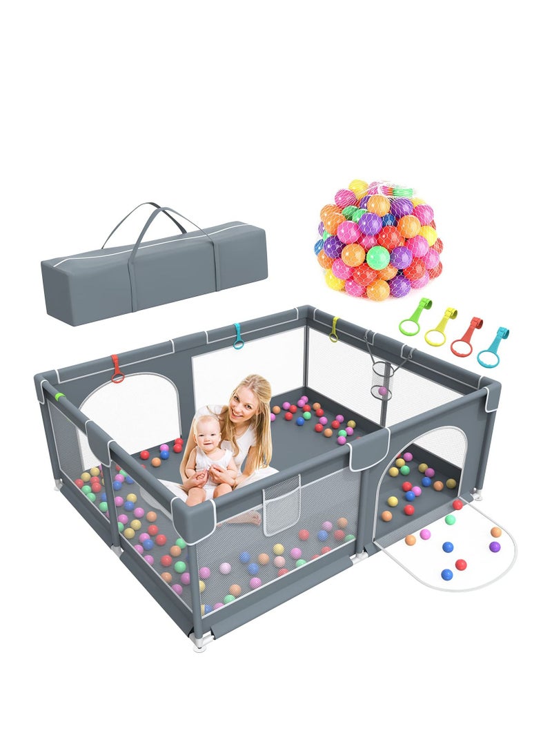 Baby Enclosure Extra Large Enclosure Indoor and Outdoor Children's Activity Centre Baby Safety Gate with Breathable Net Sturdy Play Area for Babies and Toddlers Grey