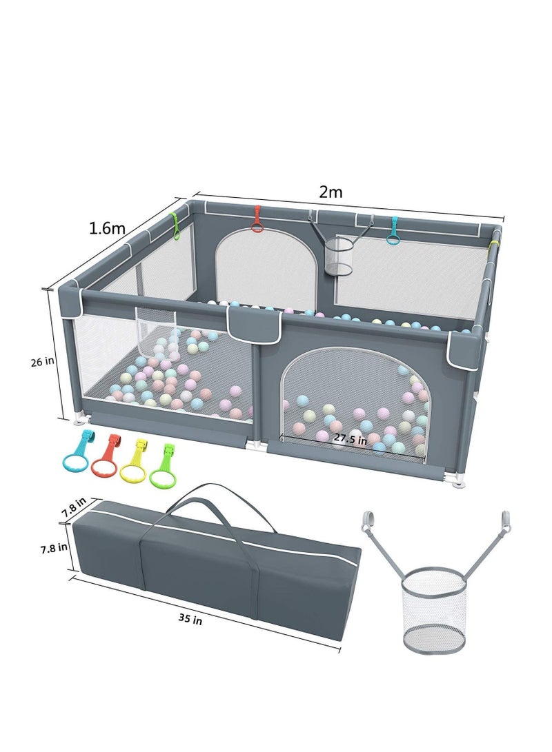 Baby Enclosure Extra Large Enclosure Indoor and Outdoor Children's Activity Centre Baby Safety Gate with Breathable Net Sturdy Play Area for Babies and Toddlers Grey