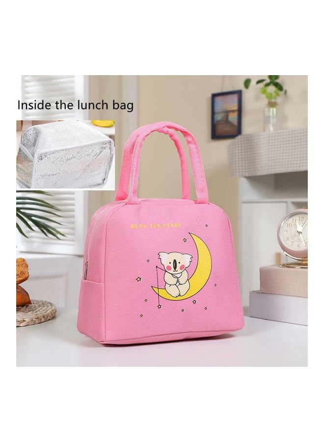 Moon Koala Pattern Insulated Lunch Bag Pink 20.5x18x15cm