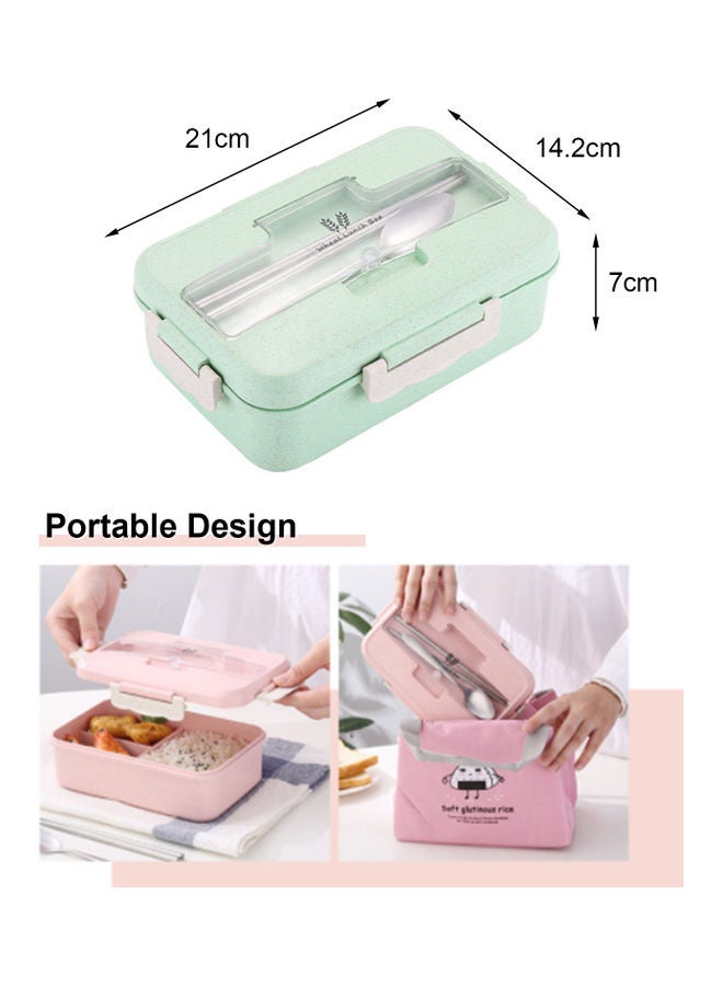 Stainless Steel Portable Lunch Box Green 21.50x7.50x14.50cm