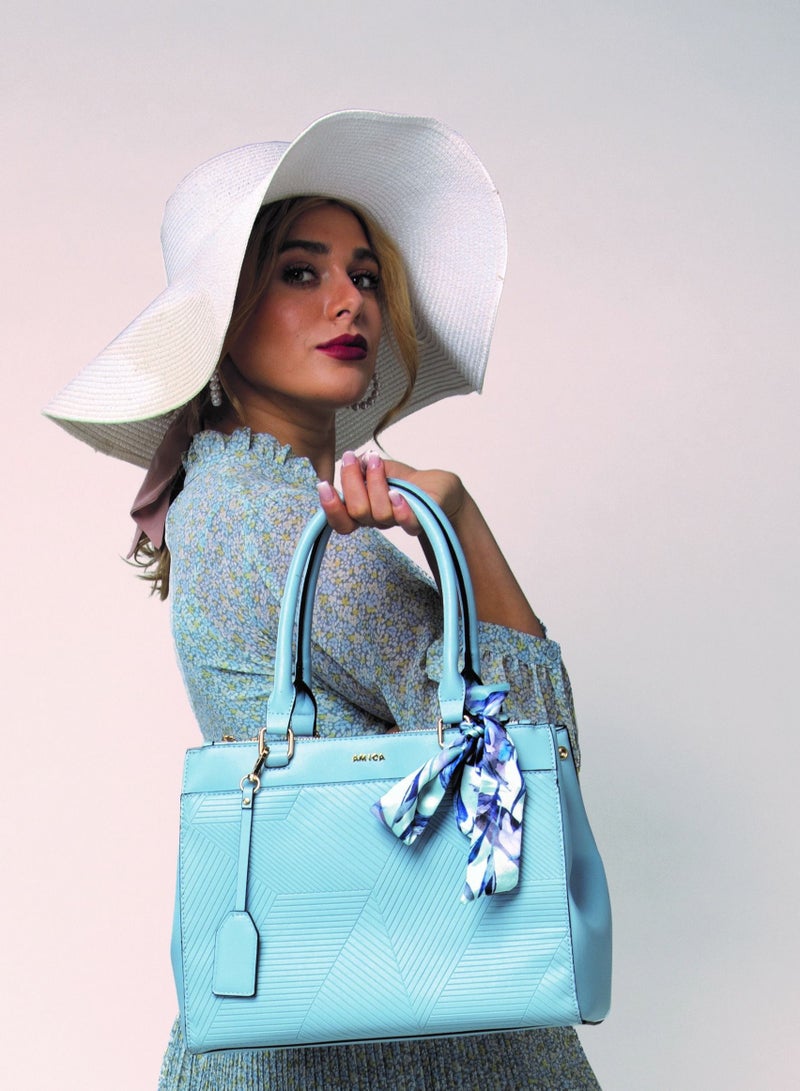 Belkis Women's Handbag with Detachable Strap - Blue