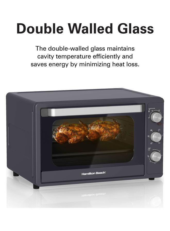 Convection Toaster Oven with Rotisserie Grill, Double Walled Glass, Oyster Grey Color, 6 accessories, 6 functions, Max 230°C temp & 60 mins timer, 2 years warranty 55 L 2200 W CTGL55-ME Oyster Grey