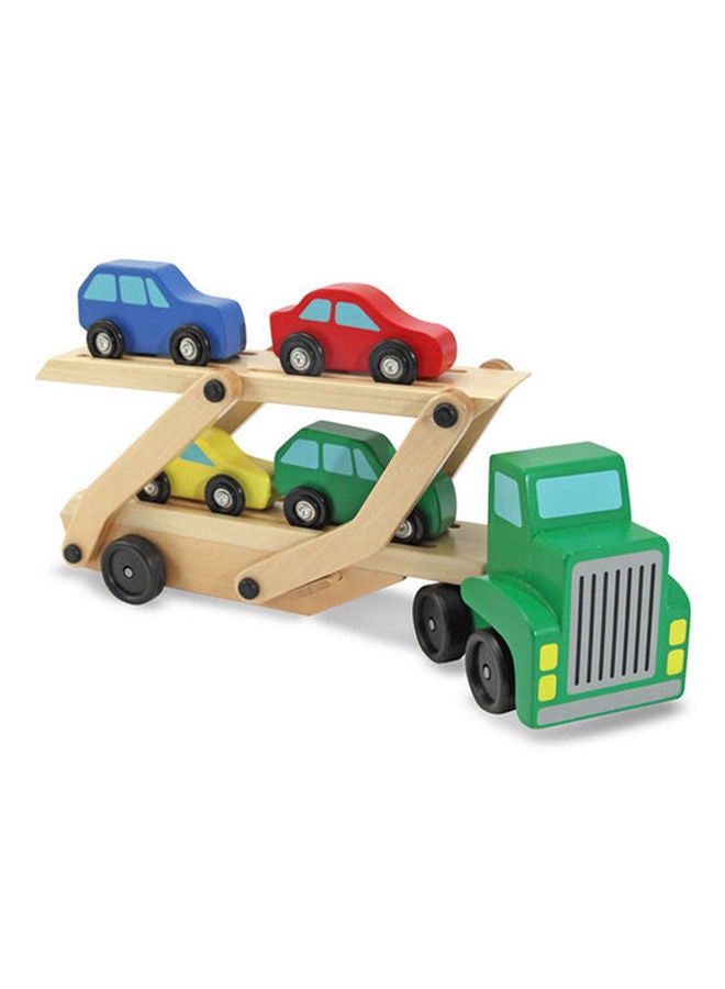 5-Piece Car Carrier Truck And Wooden Toy Set