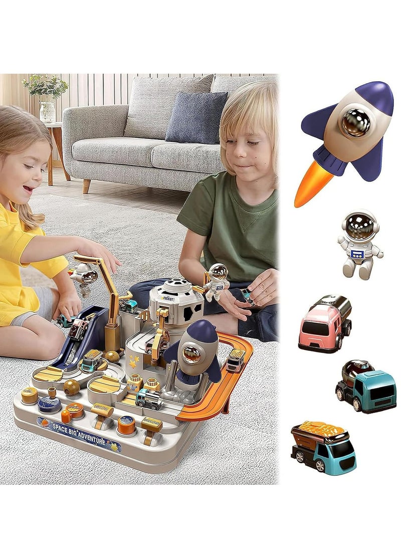 Race Track Game Toy Car Adventure for 3 4 5 6 7 Years Old Boys Girls Spaceship Rail City Rescue Playset Magnet Educational Learning Toddler