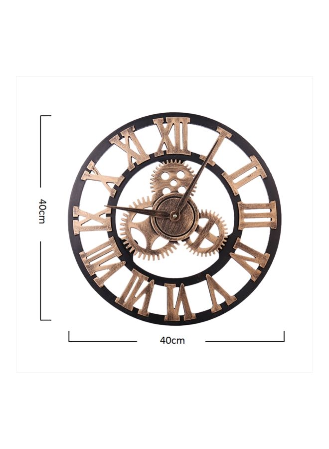 Roman Wooden Retro Gear Bell Wall Clock Black/Brown 40 x 40cm