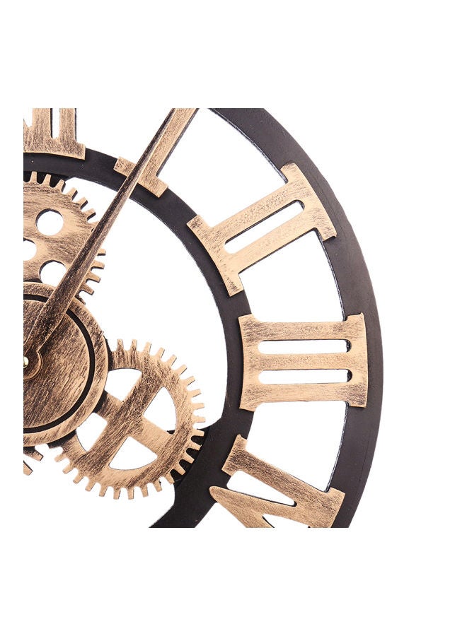 Roman Wooden Retro Gear Bell Wall Clock Black/Brown 40 x 40cm