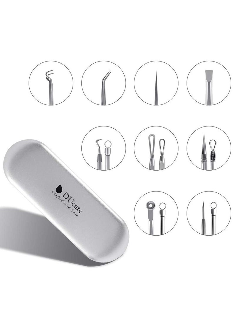 Blackhead Remover Tools 9 Pcs Pimple Popper Tool Kit with Metal Case for Blackheads Forehead