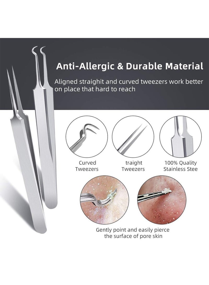 Blackhead Remover Tools 9 Pcs Pimple Popper Tool Kit with Metal Case for Blackheads Forehead