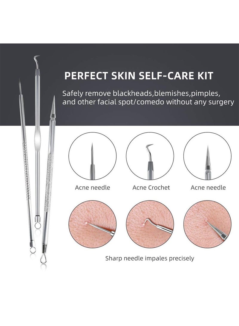 Blackhead Remover Tools 9 Pcs Pimple Popper Tool Kit with Metal Case for Blackheads Forehead