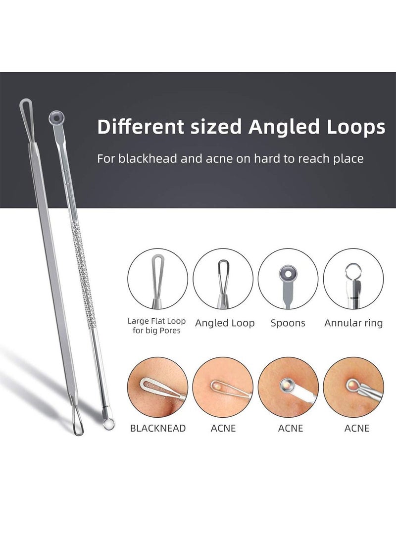 Blackhead Remover Tools 9 Pcs Pimple Popper Tool Kit with Metal Case for Blackheads Forehead