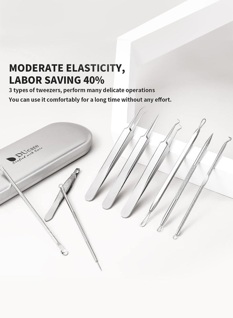 Blackhead Remover Tools 9 Pcs Pimple Popper Tool Kit with Metal Case for Blackheads Forehead