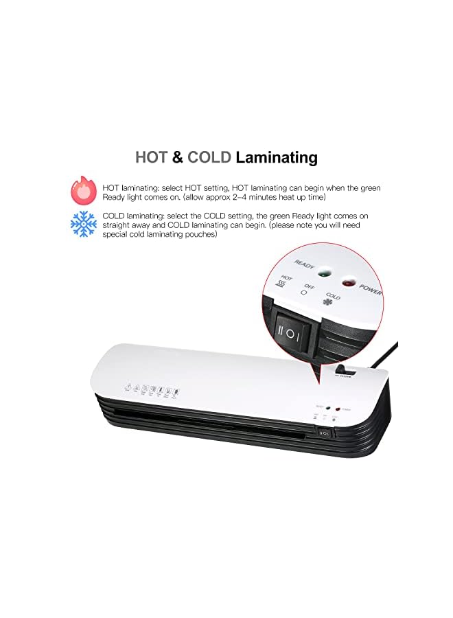 Sl299 Laminator Machine Set A4 Size Hot And Cold Lamination 2 Roller System With 20 Laminating Pouches Paper Cutter Corner Rounder Abs Button For Home Office School Supplies