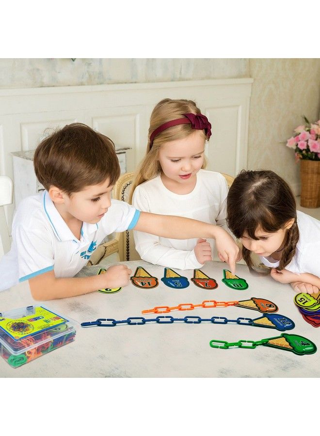 Chain Link Math Manipulatives 240 Cclip Chain Links & 20 Ice Cream Cards For Counting & Linking Math Games Learning Resources For Kindergarten Sensory Bin