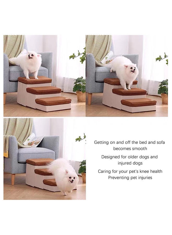 3 Step Foldable Storage Indoor Dog Steps(Grey)