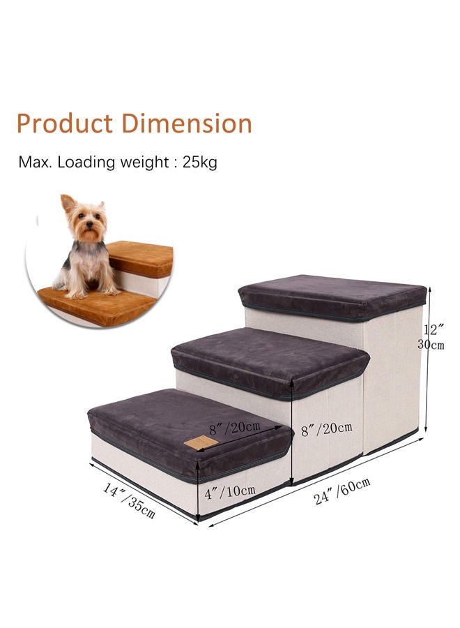 3 Step Foldable Storage Indoor Dog Steps(Grey)