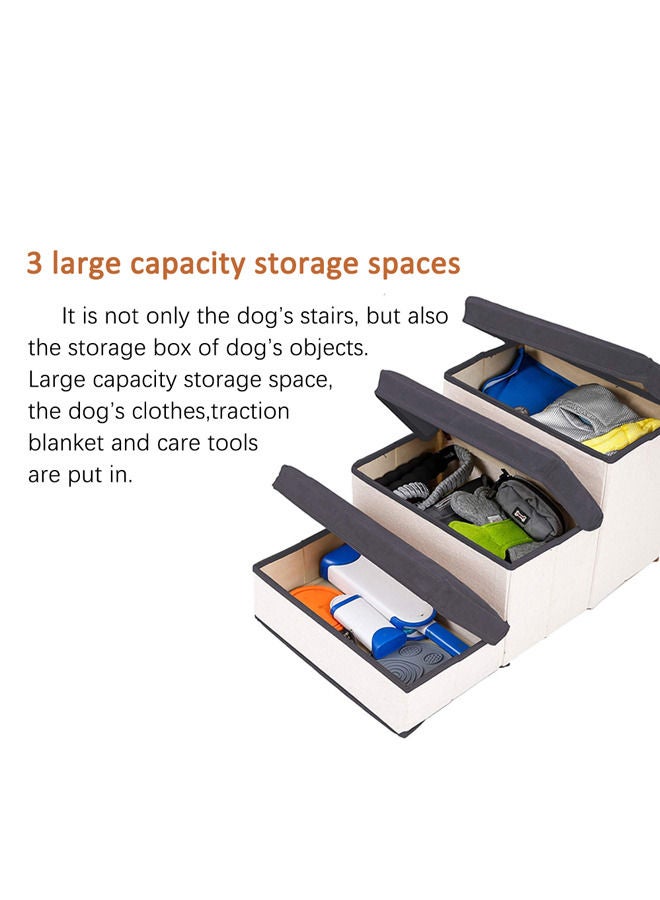 3 Step Foldable Storage Indoor Dog Steps(Grey)