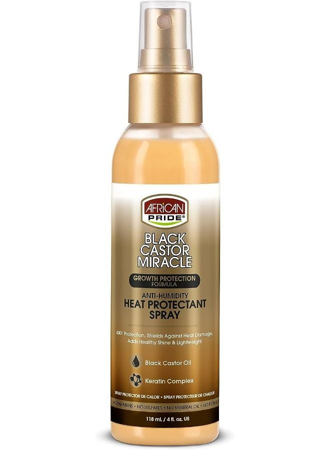 African Pride Black Castor Miracle Anti-Humidity Heat Protectant Spray 118 ML