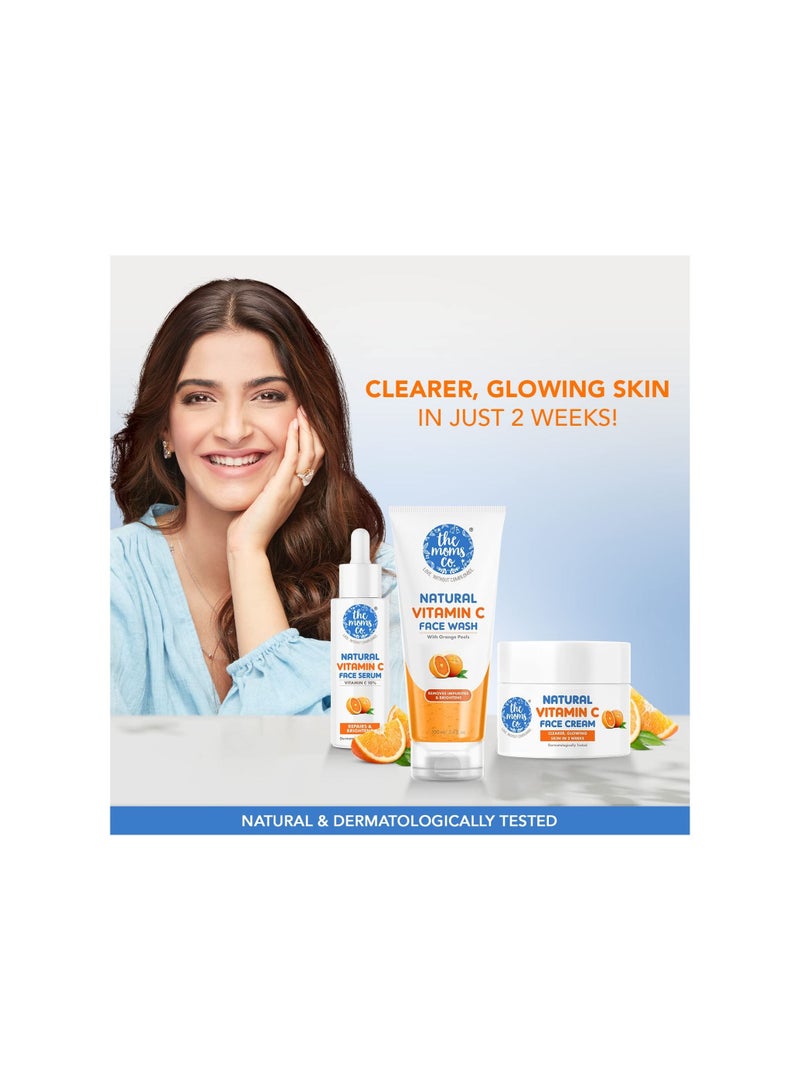 Natural Glowing Vitamin C Complete Face Care Routine Kit Face Wash Toner Serum Cream Free Vanity Bag